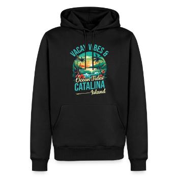 Vacay Vibes & Occänen -gezeiten Catalina Island - Männer Premium Bio Hoodie - Schwarz - Vorne - Nico (187cm)