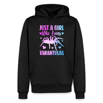 Juste une fille qui aime les araignées arachnides tarentule - Sweat à capuche Premium bio Homme - noir - Devant - Nico (187cm)