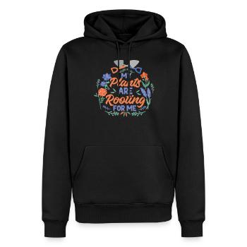Amateur de plantes jardinage Jeu de mots - Sweat à capuche Premium bio Homme - noir - Devant - Nico (187cm)