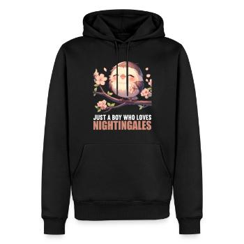 Nachtigallen Nachtigall - Männer Premium Bio Hoodie - Schwarz - Vorne - Nico (187cm)