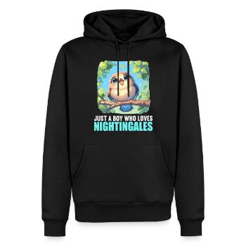 Nachtigallen Nachtigall - Männer Premium Bio Hoodie - Schwarz - Vorne - Nico (187cm)