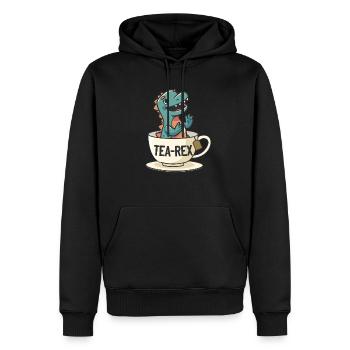 Drôle de dinosaure Tea-Rex Dinosaure - Sweat à capuche Premium bio Homme - noir - Devant - Nico (187cm)