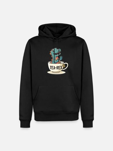 Funny Dinosaur Tea-Rex Dinosaur - Men’s Premium Organic Hoodie - black