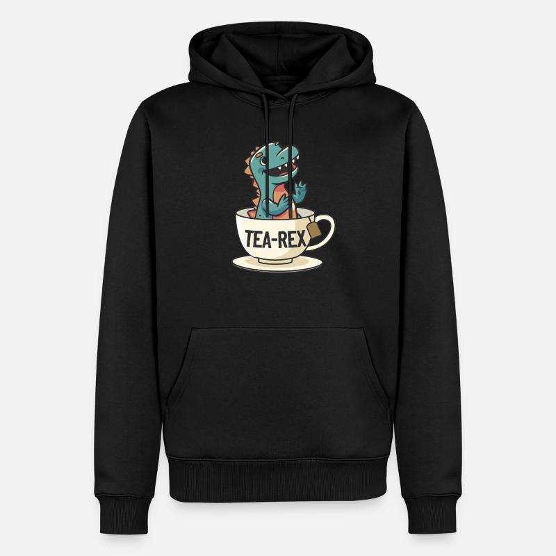 Funny Dinosaur Tea-Rex Dinosaur - Männer Premium Bio Hoodie - Schwarz