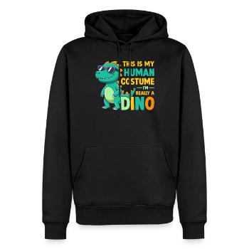 Drôle de dinosaure - C’est mon costume humain Je suis - Sweat à capuche Premium bio Homme - noir - Devant - Nico (187cm)