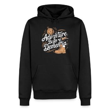 Adventure Before Dementia Hiking Outdoor Camping - Men’s Premium Organic Hoodie - black - Front - Nico (187cm)