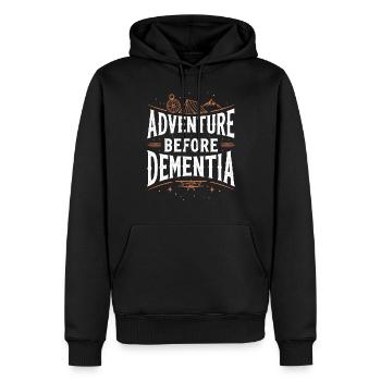 Adventure Before Dementia Hiking Outdoor Camping - Men’s Premium Organic Hoodie - black - Front - Nico (187cm)