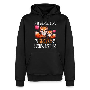 Große Schwester Fuchs Baby Enthüllung - Männer Premium Bio Hoodie - Schwarz - Vorne - Nico (187cm)