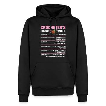 drôle crochet fil tricot crochet matelassage - Sweat à capuche Premium bio Homme - noir - Devant - Nico (187cm)
