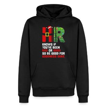 Lustige Weihnachtsfeier HR weiß, ob Sie schlecht waren - Männer Premium Bio Hoodie - Schwarz - Vorne - Nico (187cm)