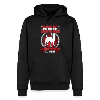 Avec mon terrier de chasse, son chien de chasse allemand - Sweat à capuche Premium bio Homme - noir - Devant - Nico (187cm)