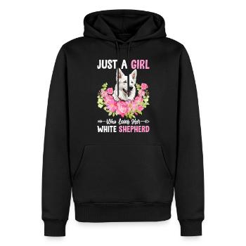 Just A Girl Who Loves Her White Shepherd Funny - Men’s Premium Organic Hoodie - black - Front - Nico (187cm)