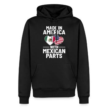Hergestellt in Amerika mit mexikanischen Teilen USA Mexiko - Männer Premium Bio Hoodie - Schwarz - Vorne - Nico (187cm)