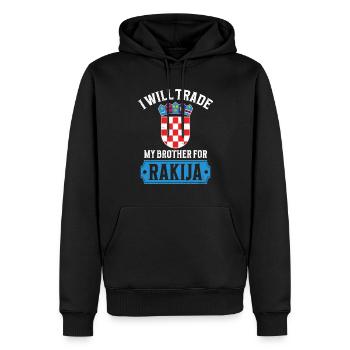 Je vais échanger mon frère contre du rakija - Sweat à capuche Premium bio Homme - noir - Devant - Nico (187cm)