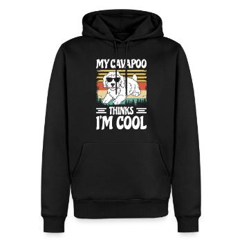 Funny Cavapoo Furry Dog Cavadoodle Funny Puppy - Men’s Premium Organic Hoodie - black - Front - Nico (187cm)