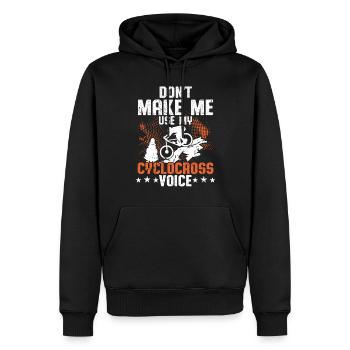 Cyclocross Ne me faites pas utiliser ma voix de cyclocross - Sweat à capuche Premium bio Homme - noir - Devant - Nico (187cm)