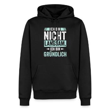 Ich bin nicht Langsam - Männer Premium Bio Hoodie - Schwarz - Vorne - Nico (187cm)