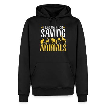 J’étais fait pour sauver le sauvetage des animaux drôle - Sweat à capuche Premium bio Homme - noir - Devant - Nico (187cm)