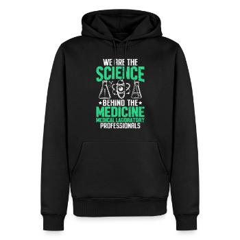 Professionnels de laboratoire médical Funny MLS Lab - Sweat à capuche Premium bio Homme - noir - Devant - Nico (187cm)