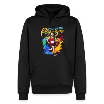 Un marathonien courra pour une pizza - Sweat à capuche Premium bio Homme - noir - Devant - Nico (187cm)
