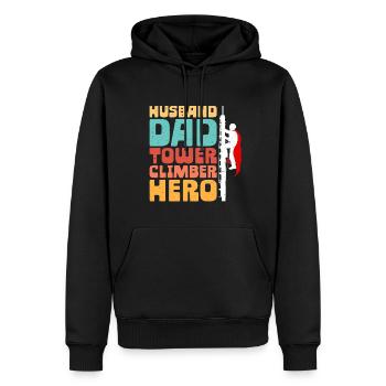 Grimpeur industriel Père Mari - Sweat à capuche Premium bio Homme - noir - Devant - Nico (187cm)