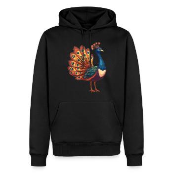 Pfaue Pfau - Männer Premium Bio Hoodie - Schwarz - Vorne - Nico (187cm)