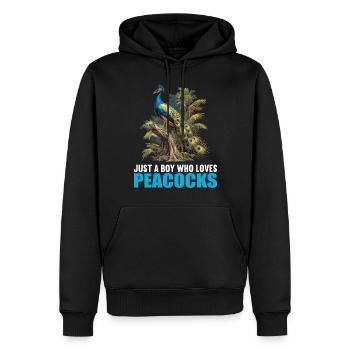 Pfaue Pfau - Männer Premium Bio Hoodie - Schwarz - Vorne - Nico (187cm)