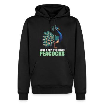 Pfaue Pfau - Männer Premium Bio Hoodie - Schwarz - Vorne - Nico (187cm)