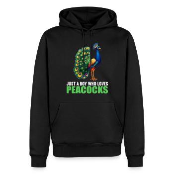 Pfaue Pfau - Männer Premium Bio Hoodie - Schwarz - Vorne - Nico (187cm)
