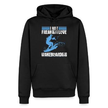 Watersports Wakesurfing - I just freaking love - Männer Premium Bio Hoodie - Schwarz - Vorne - Nico (187cm)