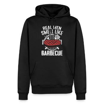 Echte Männer riechen nach BBQ Lustiges Fleisch Räuchern - Männer Premium Bio Hoodie - Schwarz - Vorne - Nico (187cm)