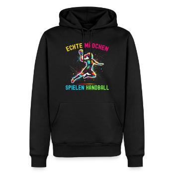 Amateurs de handball Joueurs de sport de handball - Sweat à capuche Premium bio Homme - noir - Devant - Nico (187cm)