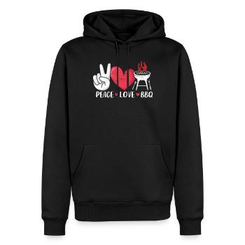Peace Love BBQ Pitmaster Smoker Lustiges BBQ - Männer Premium Bio Hoodie - Schwarz - Vorne - Nico (187cm)