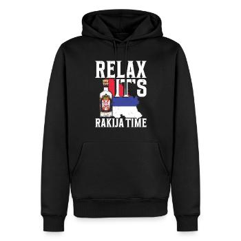 Entspannen Sie Es, Es Ist Zeit Für Rakija - Männer Premium Bio Hoodie - Schwarz - Vorne - Nico (187cm)