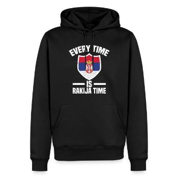 Chaque fois que c’est l’heure de la rakija - Sweat à capuche Premium bio Homme - noir - Devant - Nico (187cm)