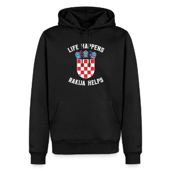 Das Leben Passiert Rakija Hilft - Männer Premium Bio Hoodie - Schwarz - Vorne - Nico (187cm)