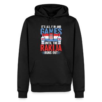 C’est tout le plaisir et les jeux jusqu’à la rakija - Sweat à capuche Premium bio Homme - noir - Devant - Nico (187cm)
