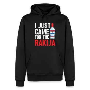Ich Bin Gerade Für Die Rakija Gekommen - Männer Premium Bio Hoodie - Schwarz - Vorne - Nico (187cm)