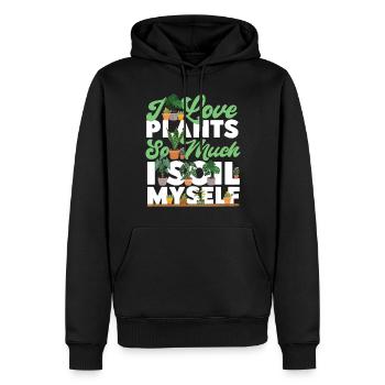 Amateur de plantes jardinage Jeu de mots que j’adore - Sweat à capuche Premium bio Homme - noir - Devant - Nico (187cm)