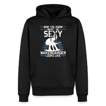 Now you know what the sexy wakeboarder looks like - Männer Premium Bio Hoodie - Schwarz - Vorne - Nico (187cm)