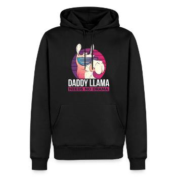 Daddy Llama Needs No Drama - Funny Llama Dad - Männer Premium Bio Hoodie - Schwarz - Vorne - Nico (187cm)