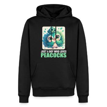 Pfaue Pfau - Männer Premium Bio Hoodie - Schwarz - Vorne - Nico (187cm)