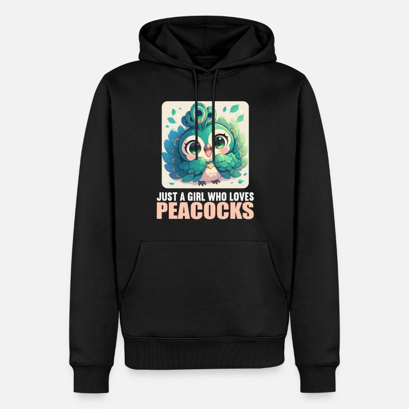 Pfaue Pfau - Männer Premium Bio Hoodie - Schwarz