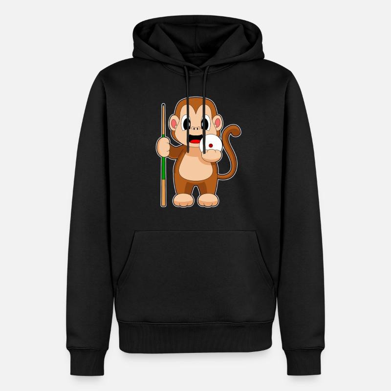 Affe Billiard Queue - Männer Premium Bio Hoodie - Schwarz
