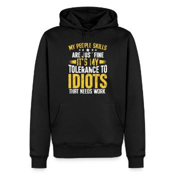 Meine sozialen Fähigkeiten sind in Ordnung lustig Idioten frech - Männer Premium Bio Hoodie - Schwarz - Vorne - Nico (187cm)