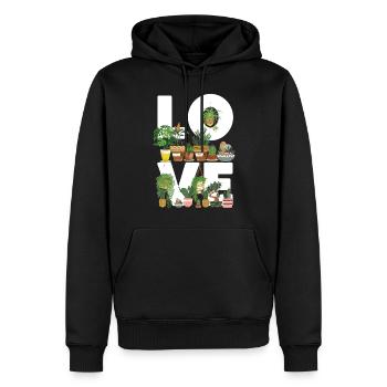Amoureux des plantes Jardinage Amour - Sweat à capuche Premium bio Homme - noir - Devant - Nico (187cm)