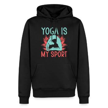Le yoga est mon sport Funny Yoga - Sweat à capuche Premium bio Homme - noir - Devant - Nico (187cm)
