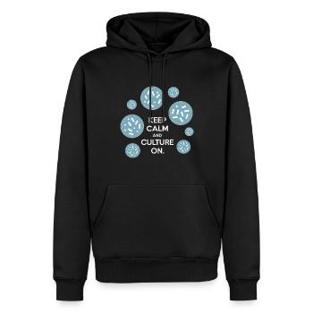 Restez calme et cultivez sur les bactéries - Sweat à capuche Premium bio Homme - noir - Devant - Nico (187cm)