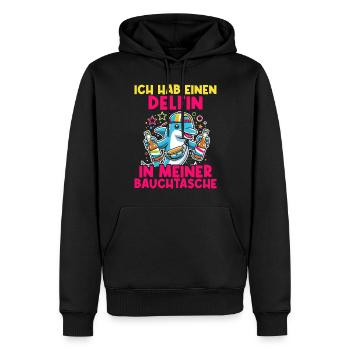 Delfin in meiner Bauchtasche Lustige Mallorca - Männer Premium Bio Hoodie - Schwarz - Vorne - Nico (187cm)