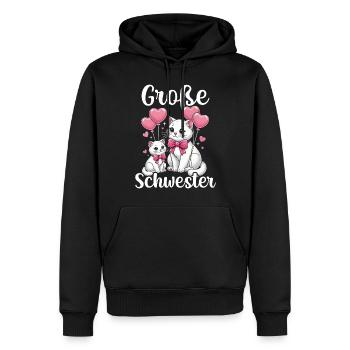 Große Schwester Katze Älteres Geschwisterkind - Männer Premium Bio Hoodie - Schwarz - Vorne - Nico (187cm)